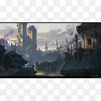 中世纪欧洲城市插画-空若网 中世纪欧洲城市插画-空若网