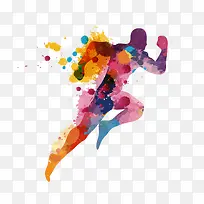 水彩运动人物剪影-空若网 水彩运动人物剪影-空若网