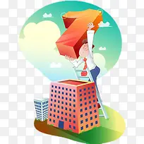 卡通插画爬楼梯-空若网 卡通插画爬楼梯-空若网