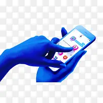 蓝色手拿手机-空若网 蓝色手拿手机-空若网