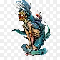 卡通手绘渔夫插画-空若网 卡通手绘渔夫插画-空若网