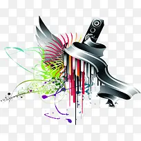 灰色音乐翅膀线条-空若网 灰色音乐翅膀线条-空若网