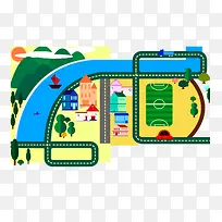 矢量扁平插画建筑彩色-空若网 矢量扁平插画建筑彩色-空若网