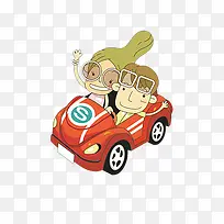 卡通自驾插画-空若网 卡通自驾插画-空若网