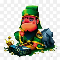 简约绿色关羽插画-空若网 简约绿色关羽插画-空若网