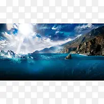 海下岩石景观摄影图-空若网 海下岩石景观摄影图-空若网