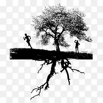 矢量水墨树和人-空若网 矢量水墨树和人-空若网