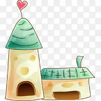 蓝色插画爱心建筑-空若网 蓝色插画爱心建筑-空若网