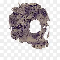 简约灰色树枝骷髅头-空若网 简约灰色树枝骷髅头-空若网