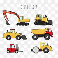 挖掘机 卡通 手绘-空若网 挖掘机 卡通 手绘-空若网