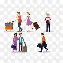 矢量拉行李的人-空若网 矢量拉行李的人-空若网