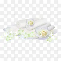 白色毛巾和花-空若网 白色毛巾和花-空若网