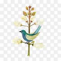 水彩树水彩鸟-空若网 水彩树水彩鸟-空若网