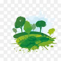 矢量水彩和树-空若网 矢量水彩和树-空若网