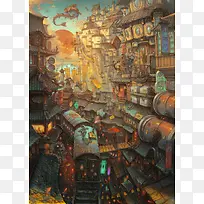 奇幻城市动漫插画-空若网 奇幻城市动漫插画-空若网