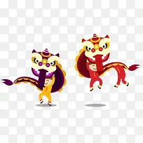 矢量人物新年舞狮插画设计-空若网 矢量人物新年舞狮插画设计-空若网