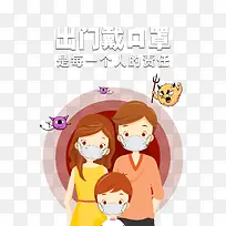 手绘人物口罩手绘病毒出门戴口罩抗击疫情-空若网 手绘人物口罩手绘病毒出门戴口罩抗击疫情-空若网