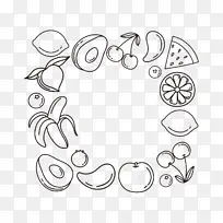 线描水果边框夏天-空若网 线描水果边框夏天-空若网