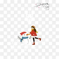 小寒艺术字树枝装饰手绘堆雪人元素图-空若网 小寒艺术字树枝装饰手绘堆雪人元素图-空若网