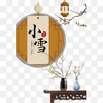 冬季小雪梅花树枝灯笼窗沿花瓶-空若网 冬季小雪梅花树枝灯笼窗沿花瓶-空若网