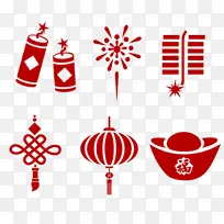 新年扁平化素材鞭炮爆竹元宝烟花-空若网 新年扁平化素材鞭炮爆竹元宝烟花-空若网