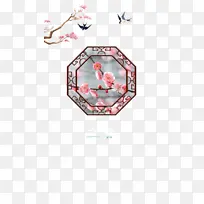 树枝装饰燕子手绘元素图-空若网 树枝装饰燕子手绘元素图-空若网