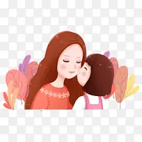 母亲节手绘母女素材-空若网 母亲节手绘母女素材-空若网