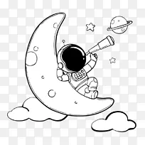 卡通手绘宇航员装饰-空若网 卡通手绘宇航员装饰-空若网