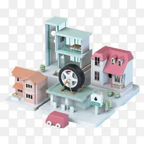 c4d别墅套房汽车车轮-空若网 c4d别墅套房汽车车轮-空若网