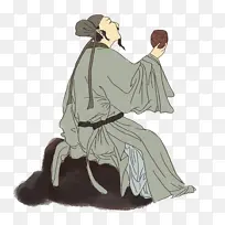 古人 喝酒 插画 元素-空若网 古人 喝酒 插画 元素-空若网