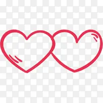 红色线条双爱心-空若网 红色线条双爱心-空若网