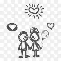表白手绘情侣 爱心太阳 气球 心-空若网 表白手绘情侣 爱心太阳 气球 心-空若网