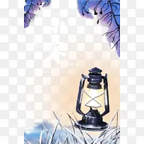 冬天小寒煤油灯树枝雪花-空若网 冬天小寒煤油灯树枝雪花-空若网