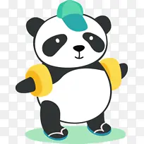 扁平化UI夏天游泳熊猫-空若网 扁平化UI夏天游泳熊猫-空若网