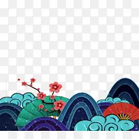 插画 梅花 国潮 山-空若网 插画 梅花 国潮 山-空若网