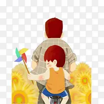 手绘卡通父子骑车-空若网 手绘卡通父子骑车-空若网