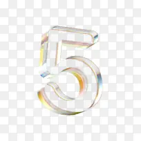 立体水晶透明金边数字5-空若网 立体水晶透明金边数字5-空若网