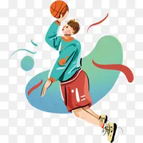 篮球 卡通 扁平化 投篮的人-空若网 篮球 卡通 扁平化 投篮的人-空若网