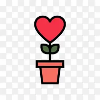 爱心盆栽 情人节元素-空若网 爱心盆栽 情人节元素-空若网
