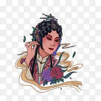 戏剧国潮、国粹头像插画女头插画-空若网 戏剧国潮、国粹头像插画女头插画-空若网