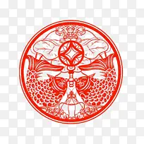 剪纸花纹鱼对称-空若网 剪纸花纹鱼对称-空若网