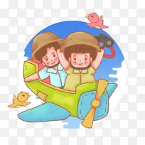 坐飞机的儿童插画-空若网 坐飞机的儿童插画-空若网