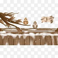 冬季大雪鸟树枝雪花屋顶-空若网 冬季大雪鸟树枝雪花屋顶-空若网