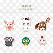 6款动物头像贴纸矢量素材-空若网 6款动物头像贴纸矢量素材-空若网