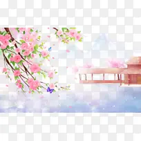 春天花朵蝴蝶树枝凉亭-空若网 春天花朵蝴蝶树枝凉亭-空若网