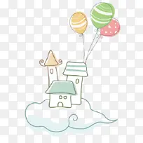 手绘卡通天空气球城堡-空若网 手绘卡通天空气球城堡-空若网