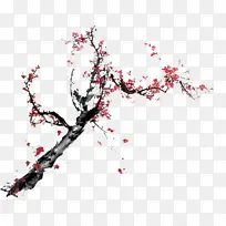 中国风梅花树枝花瓣飘落元素-空若网 中国风梅花树枝花瓣飘落元素-空若网