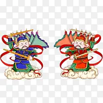 国潮插画门神-空若网 国潮插画门神-空若网