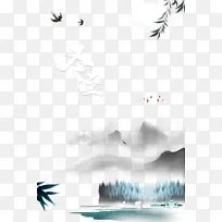 冬至冬天树枝燕子山湖面-空若网 冬至冬天树枝燕子山湖面-空若网