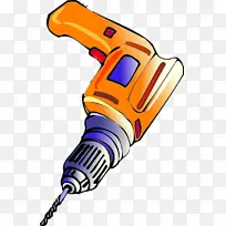 卡通橙色手绘剪贴画工具电钻-空若网 卡通橙色手绘剪贴画工具电钻-空若网